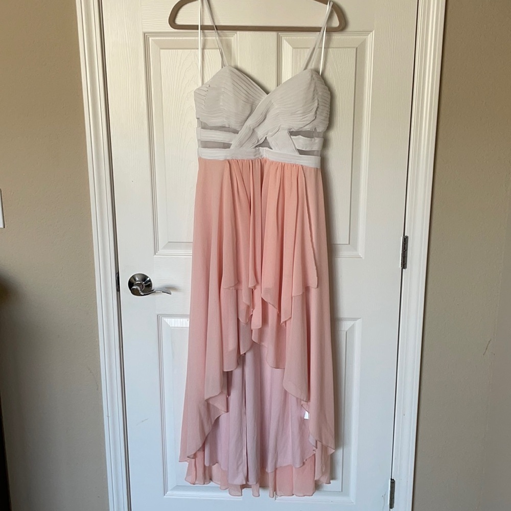 Pink & White Chiffon High/Low Dress
